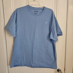 Champion Men's XL Light Blue Tagless Embroidered Logo Tee Shirt VGUC